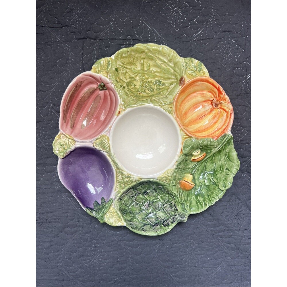 Faiancas Neto & Gomes Portugal Ceramic Divided Vegetable Serving Platter VTG 14’